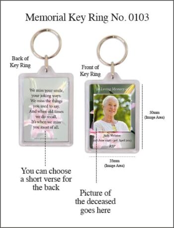 Memorial Keyring Style 0103 Colourful Lillies