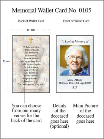 Memorial Wallet Card Style 0105 Our Lady of Lourdes