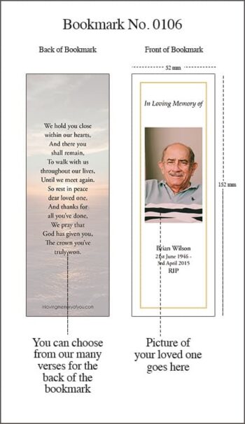 Memorial Bookmark Style 0106 Sunset over the Sea